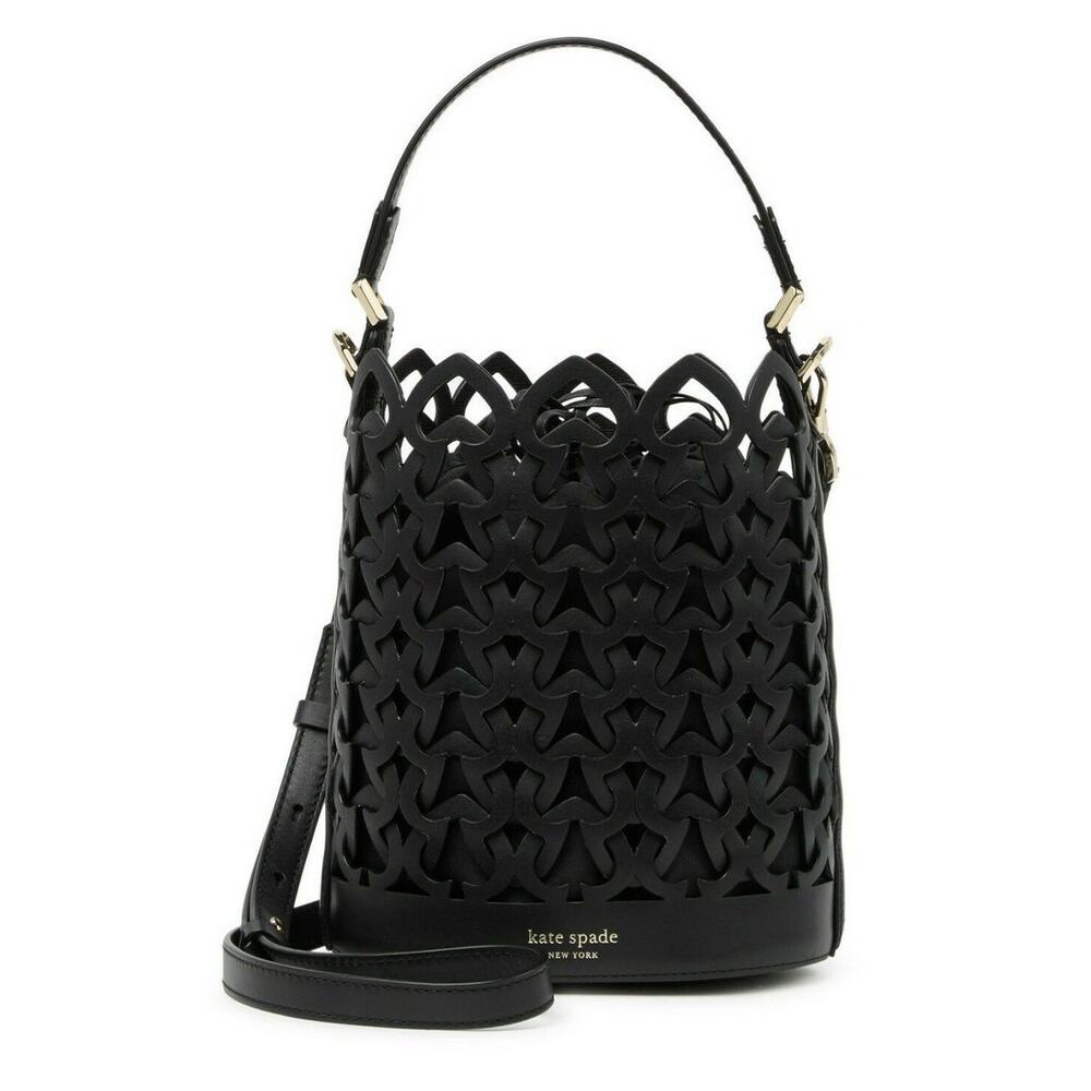 Kate spade Black small dorie Bucket weave crossbody